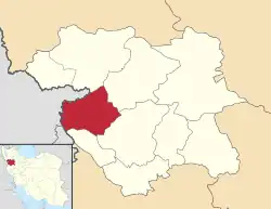 Location of Marivan County in Kurdistan province