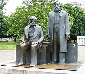 Image 11Statues of Karl Marx and Friedrich Engels in the Marx-Engels-Forum, Berlin (from Culture of East Germany)