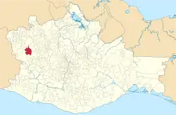 Location of the municipality in Oaxaca