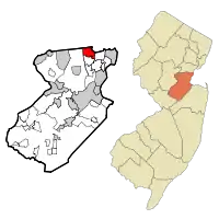 Location of Colonia in Middlesex County highlighted in red (left). Inset map: Location of Middlesex County in New Jersey highlighted in orange (right).