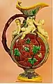 Minton Palissy ware ewer, 1862 Exhibition, process coloured glazes majolica, style Renaissance with a touch of Naturalistic.