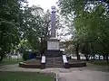 Memorial stele at a mass grave of the World War II Soviet soldiers
