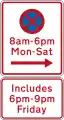No Stopping at times prescribed (on both sides of this sign, includes a late night extension)