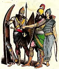 Modern drawing of Assyrian troops as seen in Assyrian reliefs
