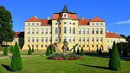 Rogalin's Raczyński Palace within Rogalin Landscape Park (famous, old Rogalin oaks), some 10&nbsp;mi south of Poznań. Rear view.