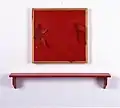 Figure and Correspondent Form with Red Shelf, 1978Oil on canvas, cardboard and woodIsrael Museum, Jerusalem