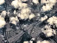 The Place Charles de Gaulle seen from an airliner at 35,000 feet (11,000&nbsp;m)