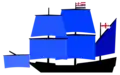 Position of command flags of Rear Admirals flagship of Lord Admirals Squadron English Navy (1596)