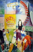 Robert Delaunay, 1913, L'Équipe de Cardiff, oil on canvas, 326 × 208 cm, Musée d'Art Moderne de la Ville de Paris