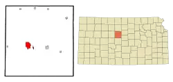 Location within Russell County and Kansas