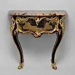 Rococo side table (commode en console); by Bernard II van Risamburgh; c.1755-1760; Japanese lacquer, gilt-bronze and Sarrancolin marble top; height: 90.2&nbsp;cm; Metropolitan Museum of Art