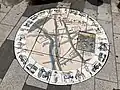 Closer view of the map at the historic starting point of Ōme Kaidō
