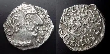 Silver coin in Western Satraps style (15mm, 2.1&nbsp;grams.)