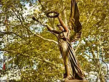 The Soldiers and Sailors Monument (1896) is dedicated to Union soldiers and sailors who died during the American Civil War. It's marked 1861–1865. It is located at Major Mark Park on Hillside Avenue (NY&nbsp;25) at 176th Street.