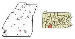 Location of Meyersdale in Somerset County, Pennsylvania.