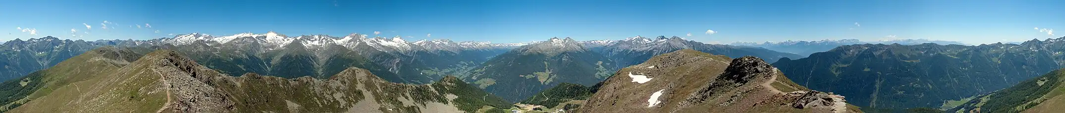 360° panoramic view from the Speikboden summit (2,517&nbsp;m), Speikboden hiking area