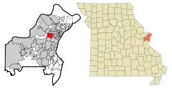 Location of Overland, Missouri