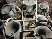 The Priory's 8 bells shown in the "up" position.