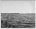 Water standing approximately three feet deep in fields of U.S. Sugar prepared for Fall cane planting, east of Canal Point - Port Myacca Highway and south of the USDA's Sugarcane Experiment Station. Note flooded mature sugarcane field in the background. Photograph taken October 6, 1947, from Canal Point Townsite.