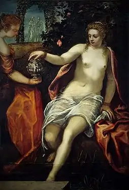 Domenico Tintoretto, Susanna (c. 1580), oil on canvas, 150.2 x 102.6&nbsp;cm. National Gallery of Art, Washington DC
