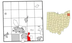 Location of Girard in Trumbull County within the state of Ohio