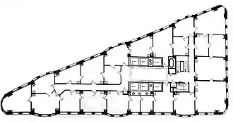 A cross-sectional drawing of a typical story in the Flatiron Building