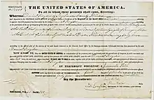 An 1845 GLO land patent Archived 2011-07-26 at the Wayback Machine