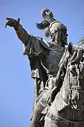 James I anachronistically wearing a Royal cimera of Aragon