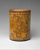 Vessel with a throne scene (Maya); late 7th–8th century; ceramic; 21.59&nbsp;cm; Metropolitan Museum of Art (New York City)