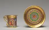 Sèvres cup and saucer, decorated with Gothic Revival ornaments and patterns; 1827; porcelain; overall: 8.2 x 10&nbsp;cm; Cleveland Museum of Art