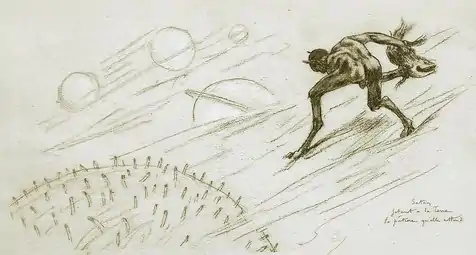 Satan Throwing to the World the Food She Deserves (no date) soft-ground etching (15.88 × 31.75&nbsp;cm) Los Angeles County Museum of Art