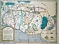 Territorios de las doce tribus, 1200-1050 a.&nbsp;C. Mapa hebreo por Aaron ben Hayyim of Grodno, 1883.