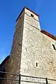 Detalle de la torre-campanario de la Iglesia parroquial de Veguillas de la Sierra. Siglo&nbsp;XVIII.