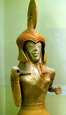 Figura de terracota de Atenea, tipo Palládion (Παλλάδιον). Gortina, siglo VII&nbsp;a.&nbsp;C.