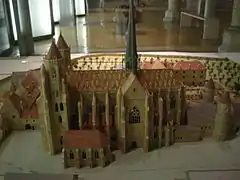 Maqueta de la reconstrucción de la abadía  (ca. siglo&nbsp;IX)