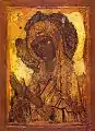 Khalkopratiskaya o Agiosoritissa bizantina, siglo&nbsp;XIV, procedente de un iconostasio de los templos del Kremlin de Moscú.
