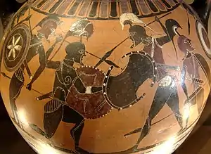 Detalle de ánfora de figuras negras del siglo VI a. C.