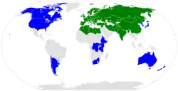 alt=Distribución de Arabidopsis thaliana.
Países donde es nativa A. thaliana
Países donde se han naturalizado A. thaliana
Países donde no se encuentra A. thaliana