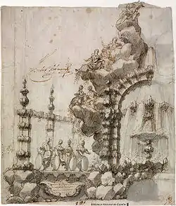 Proyecto de arquitectura efímera para la entrada de Felipe&nbsp;V en Madrid (18 de febrero de 1701), de Teodoro Ardemans.