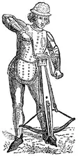 Representación del siglo&nbsp;XX de una polea de molinete
