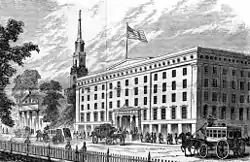 El restaurante Astor House en la esquina de Broadway y Vesey, en 1862