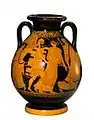 PéliceBóreas secuestra a Oritía; Pintor del nacimiento de Atenea, ca. 460 a. C.; Museo de Arte y oficios de Hamburgo.