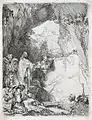 Rembrandt, La resurrección de Lázaro, aguafuerte sobre papel, 1642, Rijksmuseum, Ámsterdam.