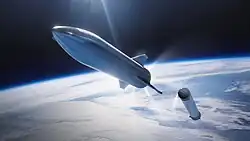 Impresión artística de Starship en órbita