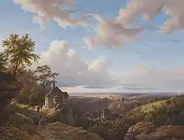 Paisaje de Eifel con pequeña iglesia