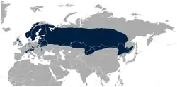 Distribución de gallo liraBirdLife International and NatureServe (2014) Bird Species Distribution Maps of the World. 2012. Lyrurus tetrix. In: IUCN 2014. The IUCN Red List of Threatened Species. Version 2014.3. «Archived copy». Archivado desde el original el 27 de junio de 2014. Consultado el 27 de junio de 2014. . Downloaded on 2 June 2015.