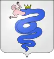 Las primeras armas del Ducado de Milán bajo la Casa Visconti. La corona sobre la serpiente distingue esta variante de las armas simples de la familia Visconti.