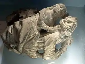 Escultura de piedra, abadía de Cadouin, Francia, siglo&nbsp;XII.