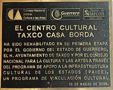 Placa conmemorativa.