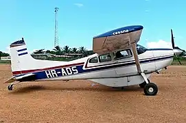 Avioneta Cessna 185 en el aeropuerto.